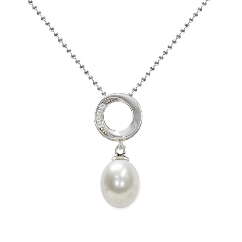 Collana di Perle Piena Perlagione grigie 6½x7mm e Argento 925‰ lunghezza cm  42~ – Mayumi