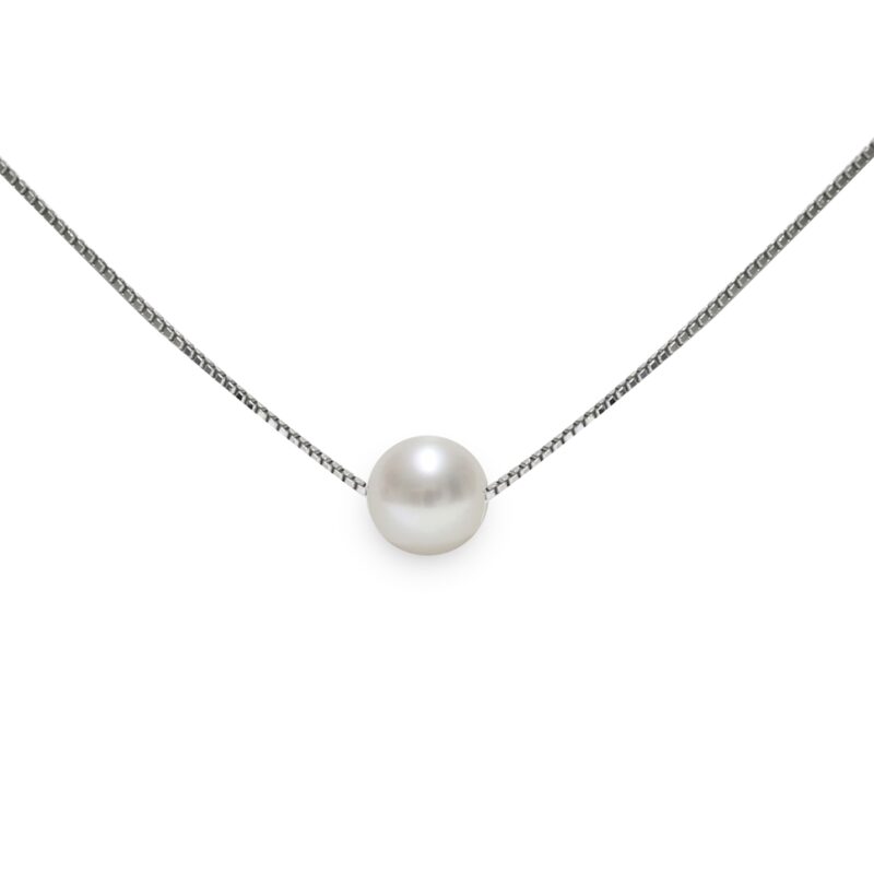 Collana di Perle Piena Perlagione semisferiche nere 5½-6½mm e Argento 925‰  lunghezza cm 42~ – Mayumi