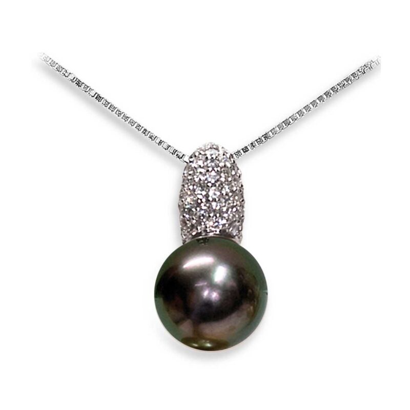 Collana catena cristalli di perle con corona e micro perla pendente ba –  Lumiere Bijoux