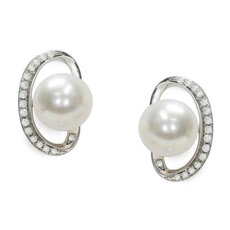 Orecchini in Argento 925‰ C.Z. Perle Piena Perlagione button 9-10mm – Mayumi