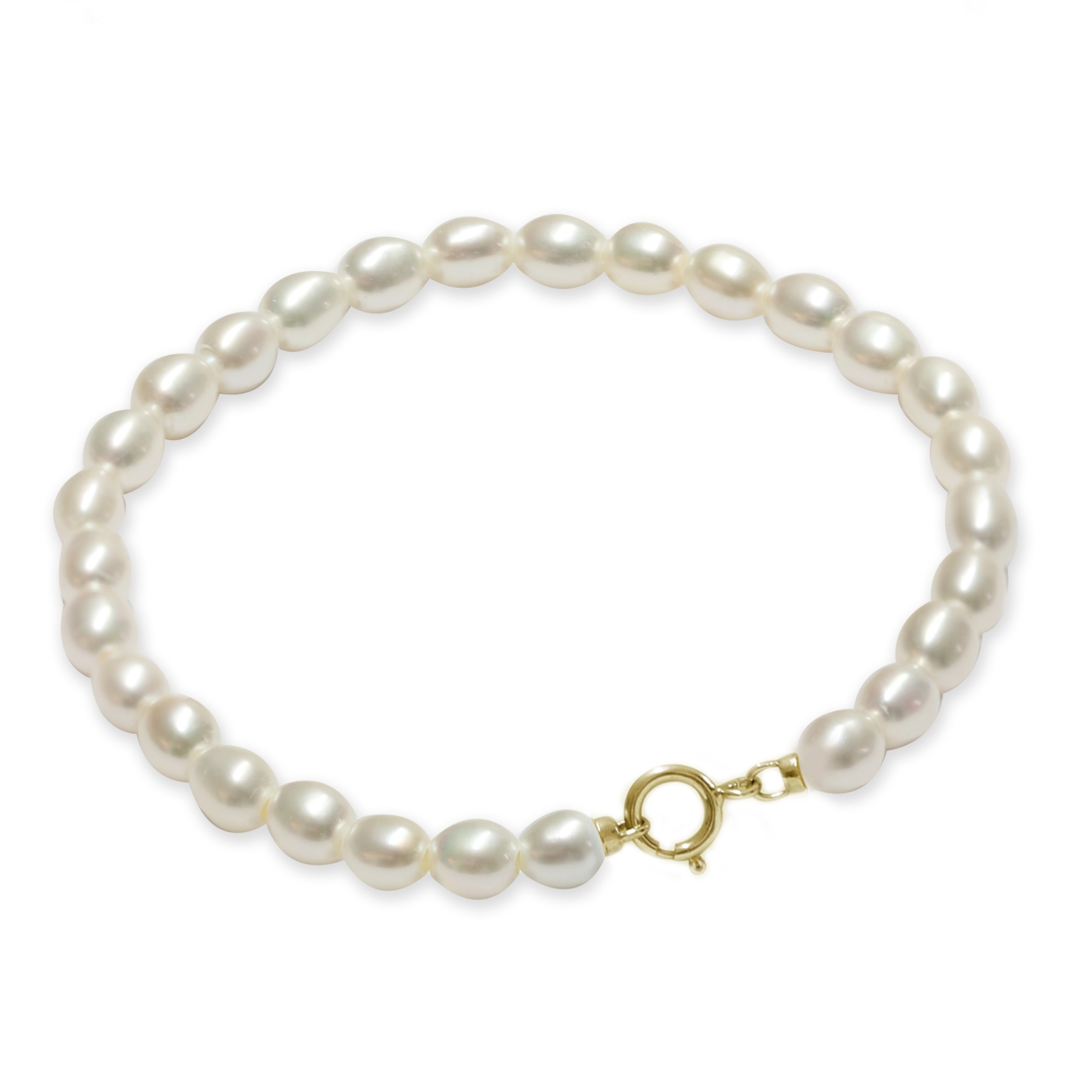 Bracelet Fresh Water drop Pearls 4-5mm 18 Kt yellow Gold Lenght cm 19,5 ...