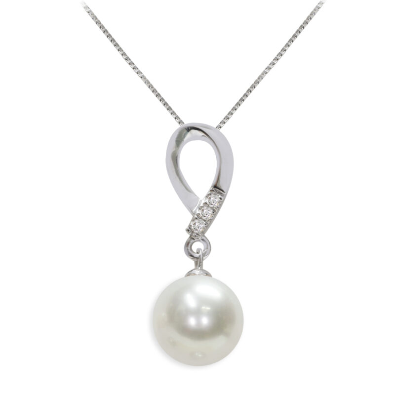 Collana di Perle Piena Perlagione 4½x5-7½x8-9/10mm e Argento 925‰ C.Z.  bianco/verde lunghezza cm 42~ – Mayumi